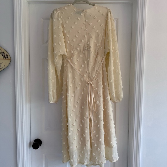 CHICWISH Blogger Favorite Cotton Candy Cream Sheer Long Sleeve Midi Dress S - Picture 12 of 14